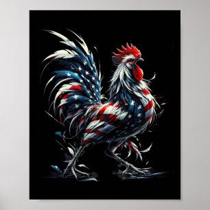 Poster Galinha De Bandeira Americana Em 4 De Julho Animal
