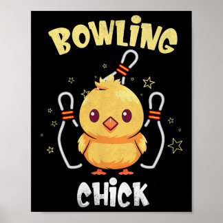 Poster Galinha de Boliche Galinha Engraçada Atleta de Bol