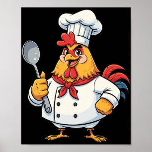 Poster Galinha de desenho animado cozinha galo chef cozin