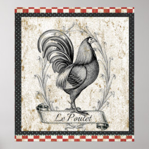 Póster Galinha de Le Poulet Vintage