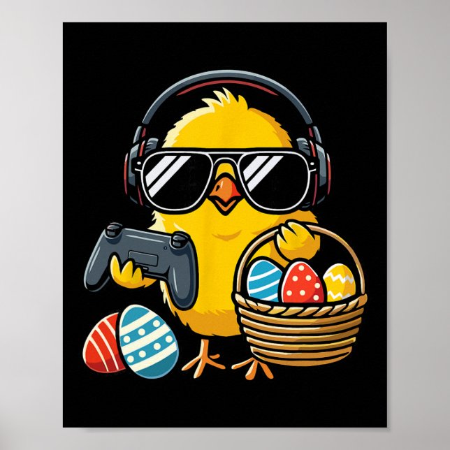 Poster Galinha de Páscoa Retro Jogos Divertidos de Páscoa (Frente)