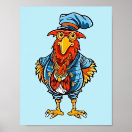 Poster Galinha Desenho Animado Engraçada e Autoritária