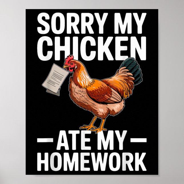Poster Galinha Engraçada Comeu Minha Lição de Casa Piada  (Frente)