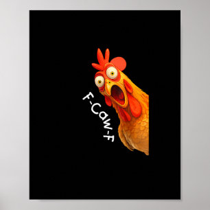 Poster Galinha F-Caw-F Engraçada F-Caw-F Galinha Casual C