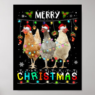 Poster Galinha Feliz Natal Família Coincidindo Frangos P