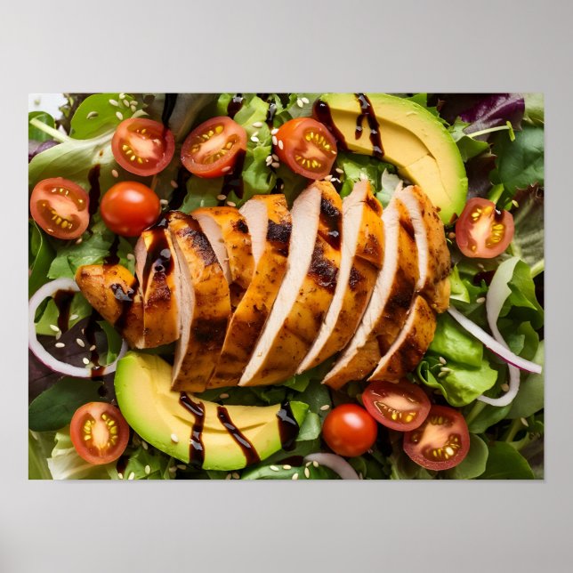 Poster Galinha grelhada e salada vegetal (Frente)