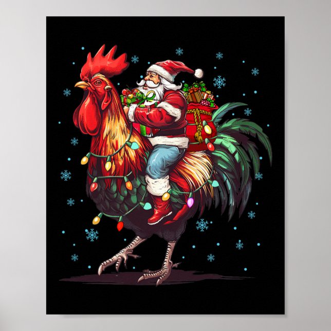 Poster Galinha Lover Xmas Papais noeis Engraçados Andando (Frente)