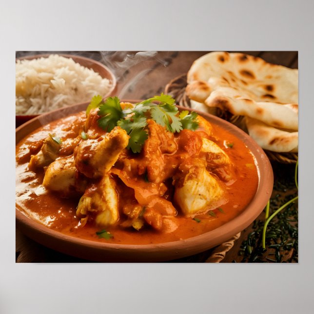 Poster Galinha Tikka Masala Curry com Arroz (Frente)