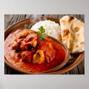 Poster Galinha Tikka Masala Spicy Curry com Arroz