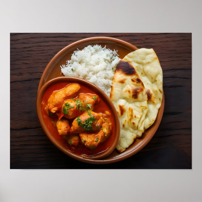 Poster Galinha Tikka Masala Spicy Curry com Arroz (Frente)