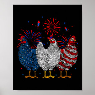 Poster Galinha Usa Bandeira Patriótica Galinha Ao Longo D