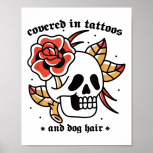 Poster Galinhas Cobertas Em Tatuagens E Cabelo De Cão Tra