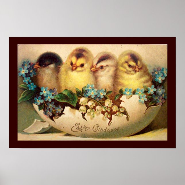 POSTER GALINHAS COM FLORES NO OVO LESTE (Frente)