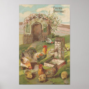 Póster Galinhas Páscoas
