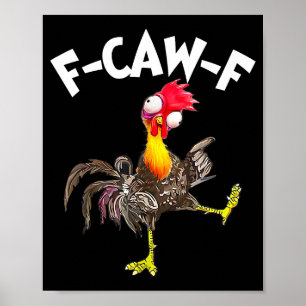 Poster Galinheiro engraçado F-caw-f Galo Galinha sussurra
