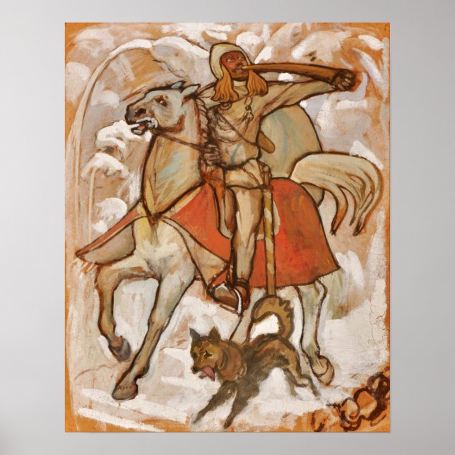 Poster Gallen-Kallela - Esboço de Kullervo Cavalga para a (Frente)