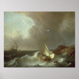 Póster Galleon em mares tormentosos