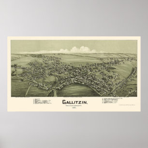 Poster Gallitzin, mapa panorâmico do PA - 1901