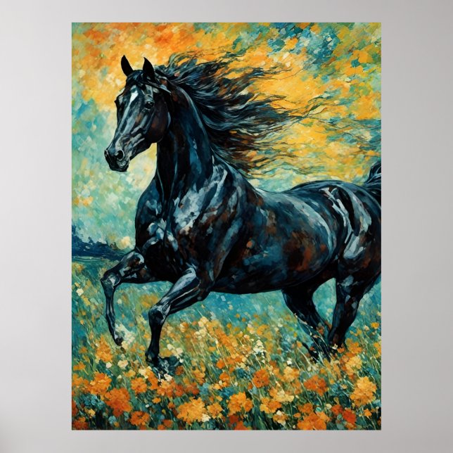 Poster Galloping Black Stallion (Frente)