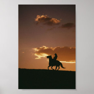 Poster Galloping Cowboy Silhouette