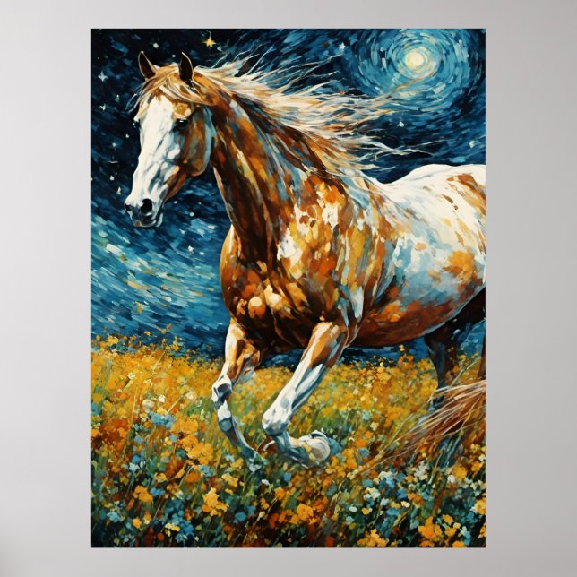 Poster Galloping Pinto Stallion Van Gogh (Frente)
