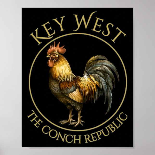 Poster Galo Antigo Férias em Key West Flórida  (Frente)