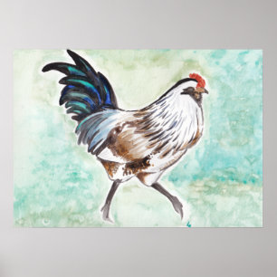 Póster Galo de Egger da páscoa da aguarela