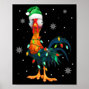 Poster Galo De Natal Engraçado À Luz De Natal