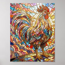 Poster Galo Dourado do Mosaico Cantando Luz