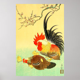 Poster Galo e Galinha Ohara Koson 1930s