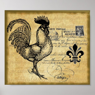 Póster Galo francês do vintage na serapilheira