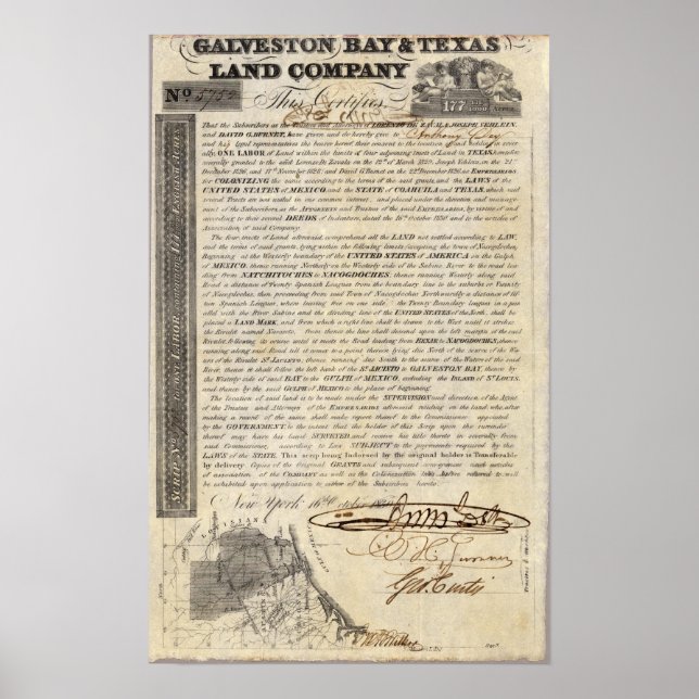Póster Galveston Bay e Texas Land Company (Frente)