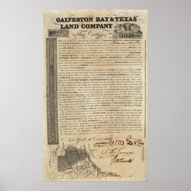 Póster Galveston Bay e Texas Land Company (Frente)