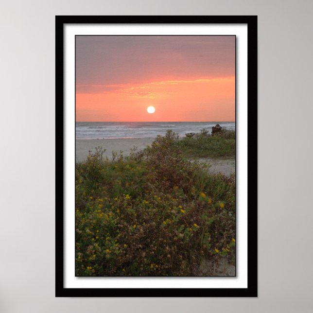 Poster Galveston Sunrise em East Beach (Frente)