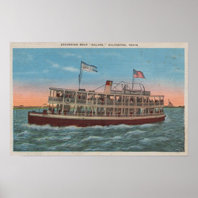 Póster Galveston, TX - Vista de Galvez (Frente)