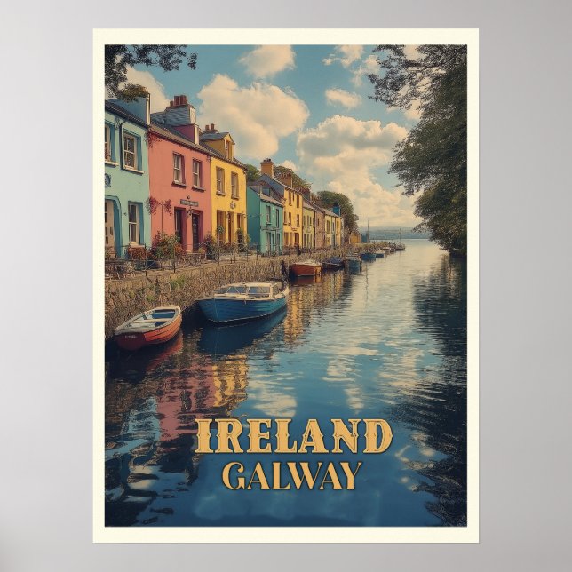Poster Galway Ireland Retro Irish Landmark (Frente)