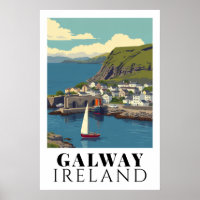 Galway Irlanda Arte de Viagem do Porto Antigo Vint
