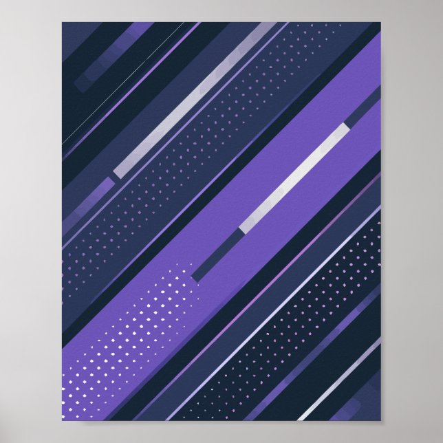Poster Gamas de Diagonal Sonoras com Roxo e Pontas (Frente)