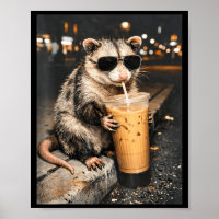 Gambá Bebendo Café Gelado Funny Animal Meme Homens