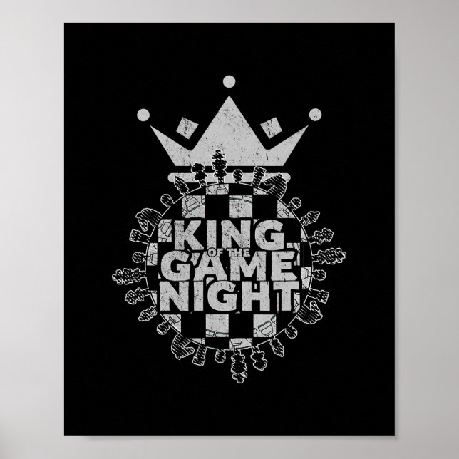 Poster Game Night King Board Game Geek Funny Gamer  (Frente)