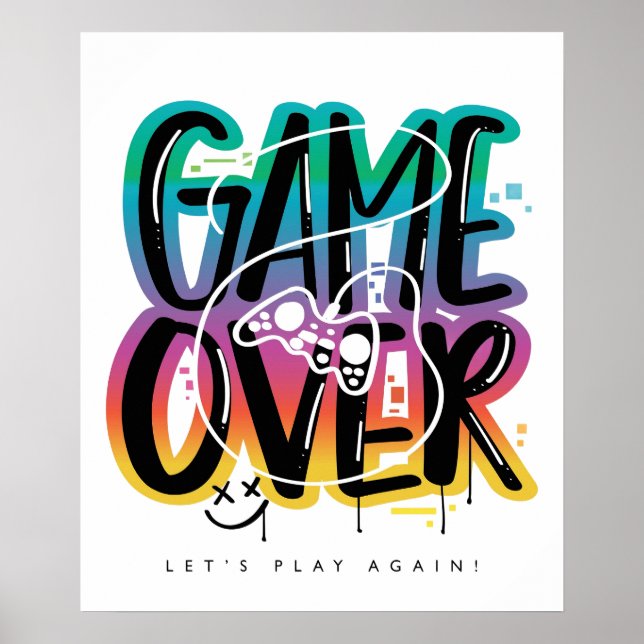 Poster Game over graffiti joystick gamer (Frente)