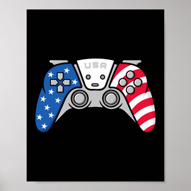 Poster Gamer 4 De Julho Controles De Video Game EUA Ameri (Frente)