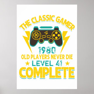 Poster Gamer Birthday - Ano e Idade Personalizados, Clás
