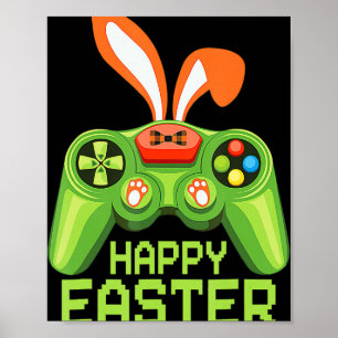 Poster Gamer Bo do Controlador de Jogos do Bunny para Jog