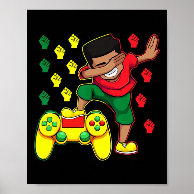 Poster Gamer Boy Dabbing Juneteenth Controle de Video-gam (Frente)