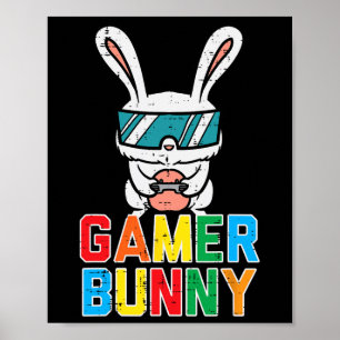 Poster Gamer Bunny Cute Páscoa Jogo Jogo Jogo Jogo Menino