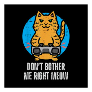 Póster Gamer Cat Não Me Incomode Mever Homens Engraçados
