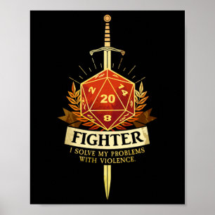 Poster Gamer Cl Lutador Rpg Trpg Fantasia Jogos - Preto 