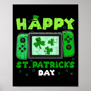 Poster Gamer de Dia de São Patrício Shamrock do Controlad