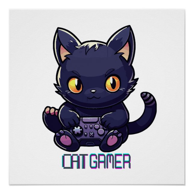 Póster Gamer de Gato (Frente)